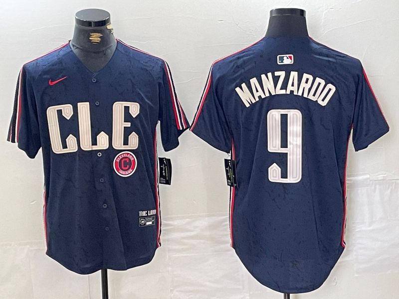 Men Cleveland Indians #9 Manzardo Blue City Edition Nike 2024 MLB Jersey style 4->cleveland indians->MLB Jersey